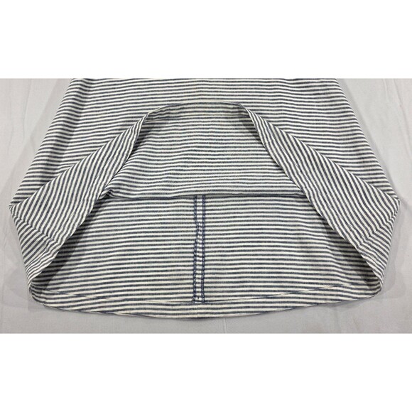 Lands End Womens Dress Linen Blend Natural Striped Navy Nautical Coastal Size 10 - Picture 10 of 16